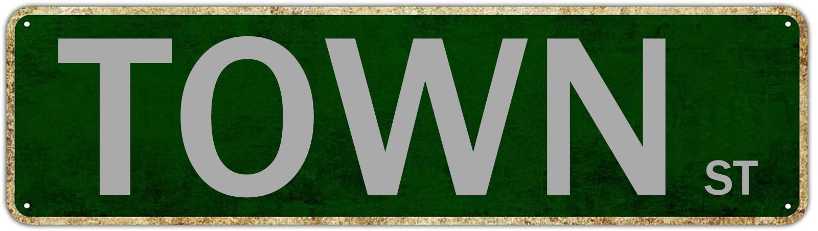 Town St Retro Tin Signs Aluminum Sign For Bedroom Kitchen Garden Wall Outdoor Non-Fade Pub Club Decor 4x16 Inch