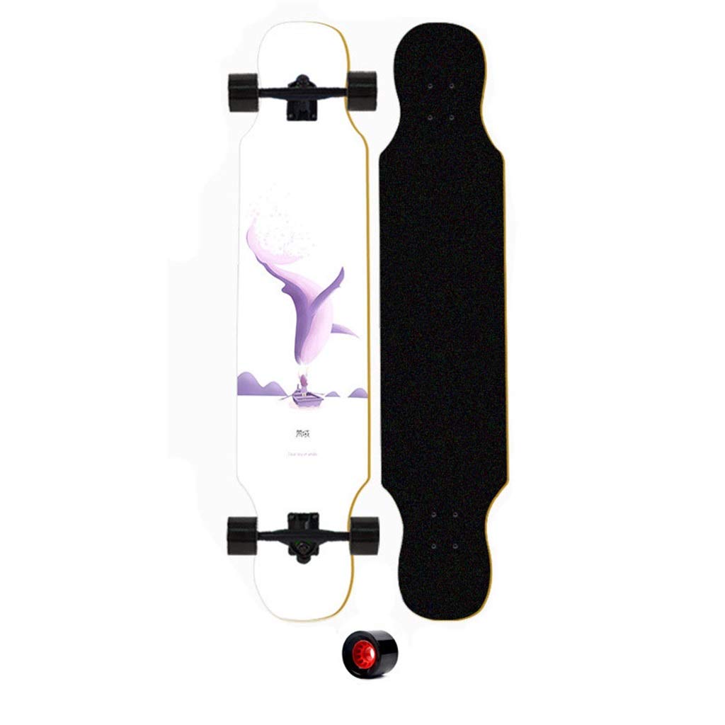 YEENUO Monopatín Longboard de 42 "Tablas cruiser Skateboard Dropboard Freestyle Longboard Skateboard completo para niños y adultos, tabla de skate Maple Double Kick para deportes extremos y patineta
