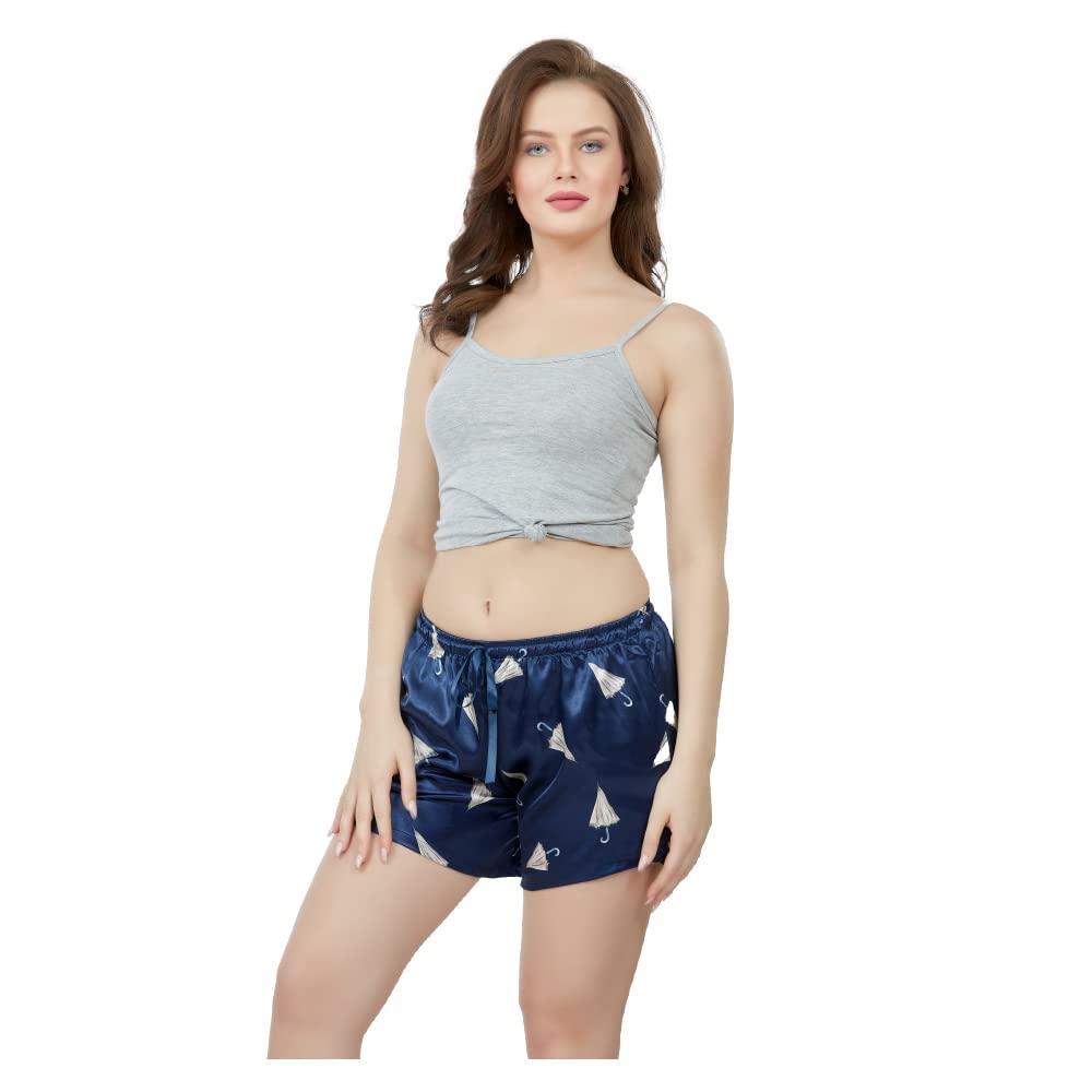 weet Women's Silk Satin Umbrella Print Shorts-picture-34