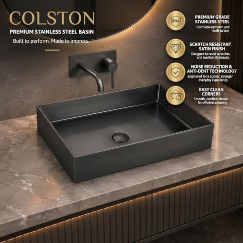 Image of Rose Oro Collection 55x38 cm SS 304 Brushed Stainless Steel Counter Top Wash Basin for Bathroom | Luxury Brushed Finish Bathroom Sink | Get 2 Years Warrenty
