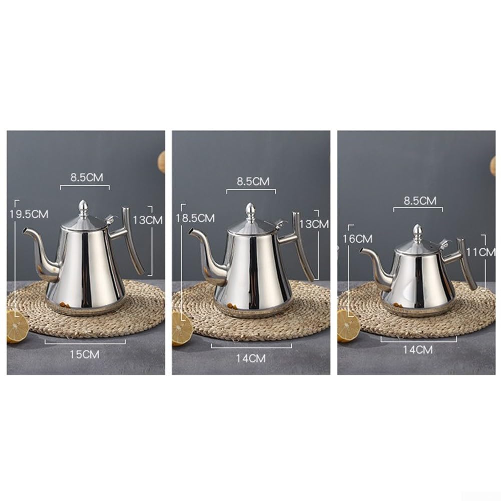 Kitchen Essential - Teiera in acciaio inox con manico comodo e design facile da preparare, adatta a induzione (2 l, argento)
