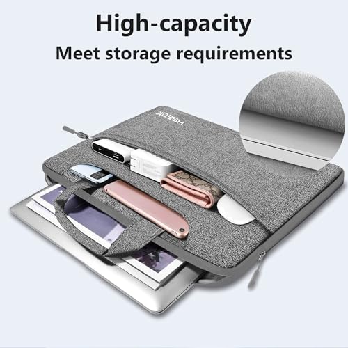 Image of Hseok Laptop Shoulder Bag 13 13.3 14 Inch Case Compatible with MacBook Pro /Neo 14 inch M5 /M4 /M3 /M2 /M1,Mac Air /pro /Neo 13 inch and Most 13 13.3 14 Notebooks,Spill-Resistant Briefcase,Dark Gray & Gray