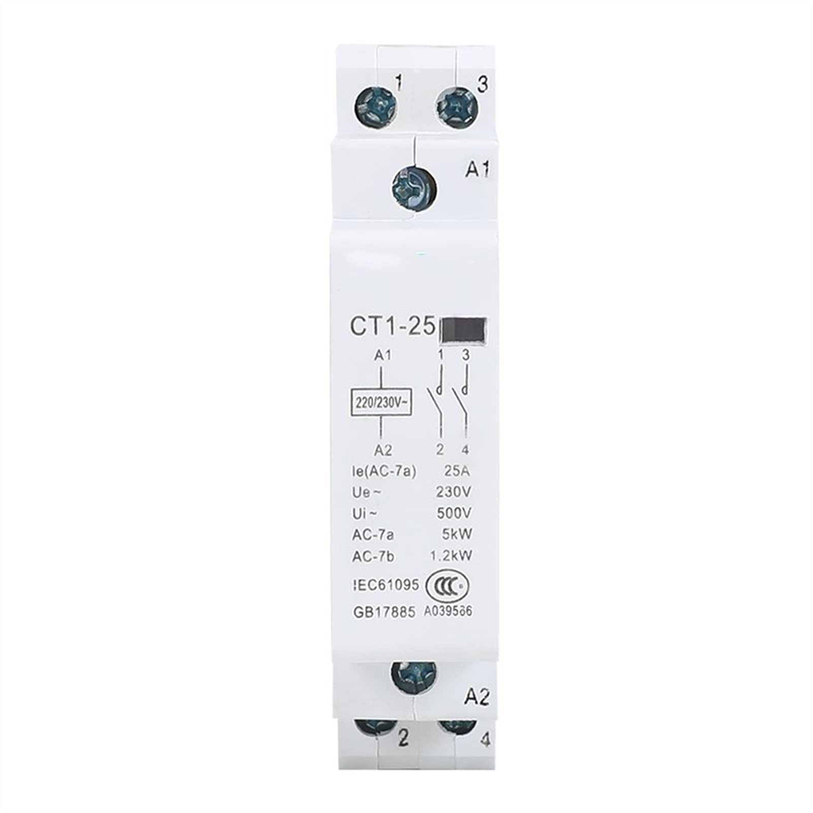 Contactor 1 Uds ct1-25 2p 25a 220V/230V 50/60Hz DIN Rail hogar AC contactores modulares 2no 2nc o 1no 1nc Industrial Electrics (Color : 25a 2nc)