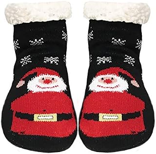TOSKATOK Festive Xmas Cosy Fleece Lined Slipper Gripper socks for Men, Women, Girls, Boys, Family
