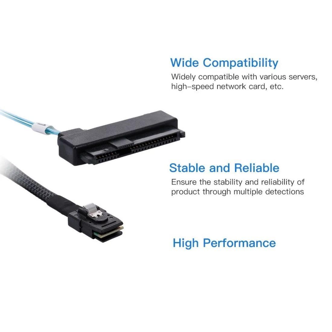 chenyang Mini SAS SFF-8087 36Pin Host 1 a 4 SAS SFF-8482 Target SAS Cable de disco SAS con cable de alimentación IDE 0.5M