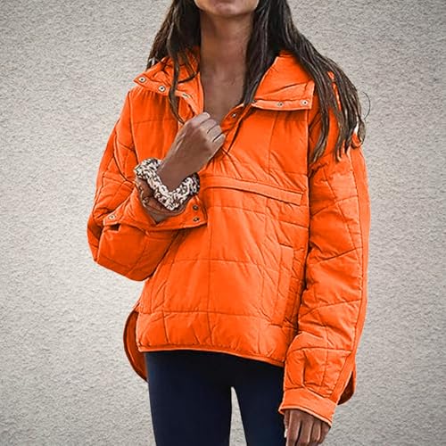 Women's Winter Coats Quilted Pullover Puffer Jacket Winter Warm Lightweight Oversized Long Sleeve Hooded Coats2