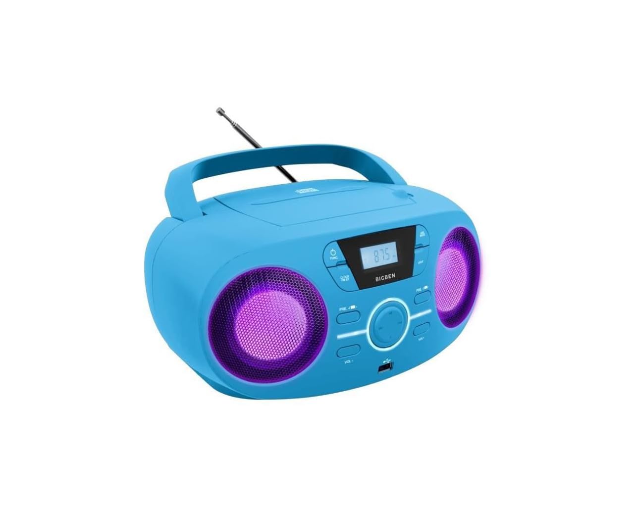 Lecteur CD (Cd61blusb) MP3 USB Radio Portable (Bleu avec Effets Lumière)