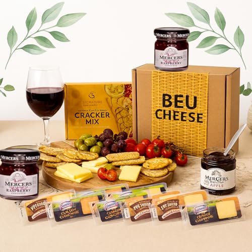Cheese Hampers Gift Set - 10x Ilchester Cheeses Selection, Jam and Crackers Gifts Set & Card - Cheeseboard Gift Set, Birthday Hamper for Men, Cheese Selection Box, Valentines Hampers for Men & Women