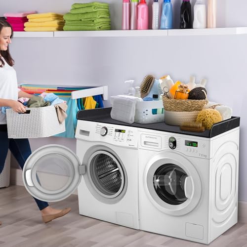 Washer Dryer Countertop with Non-Slip Pad, Multi Layer Solid Wood Washer and Dryer Countertop with Edge Rails for Laundry Room Storage and Organization, 27.5" W x 54" L(Black) - Thumbnail 6