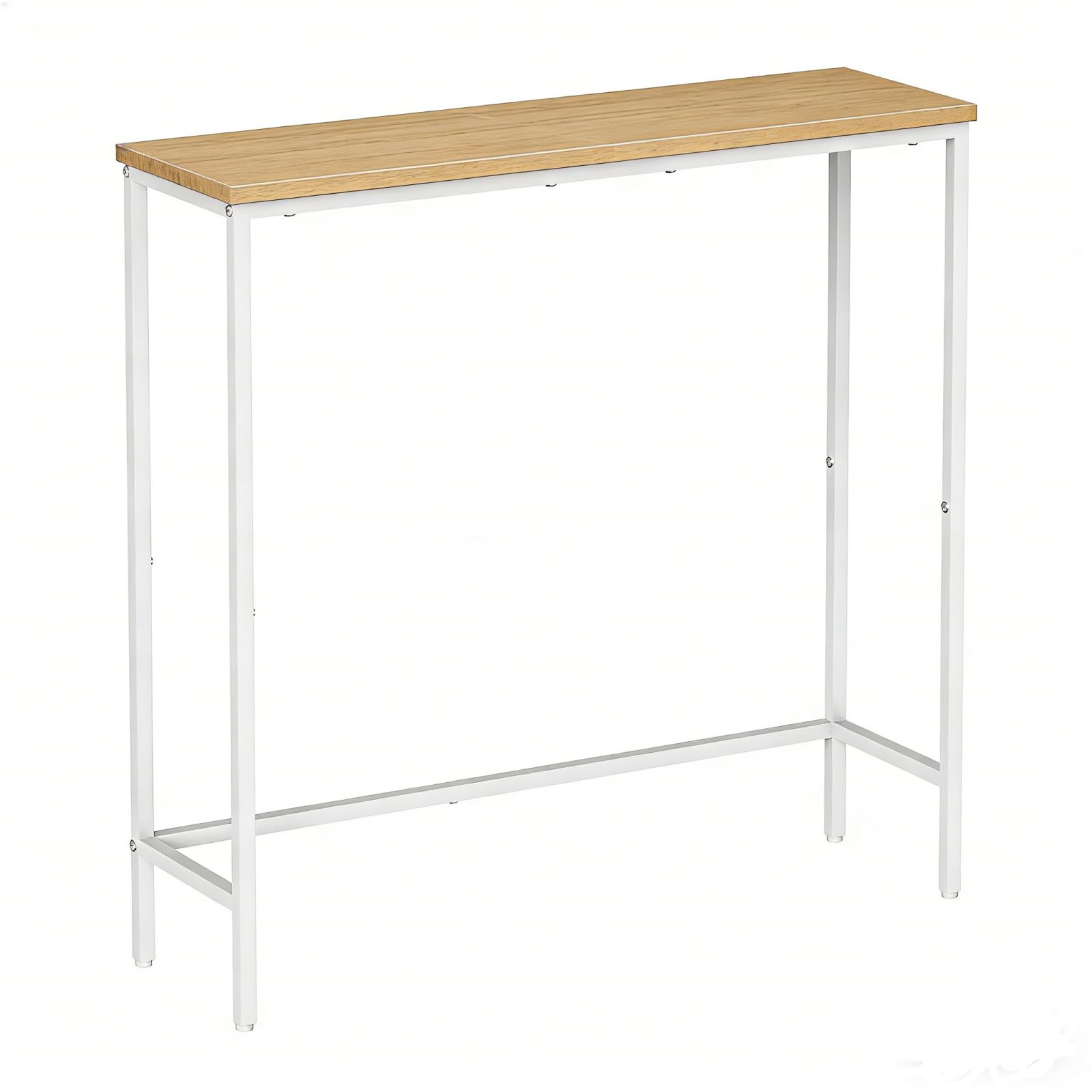 HOOBRO Wąski stolik konsolowy, 75 cm, stolik pomocniczy, stół do przedpokoju, mały stół wystawowy, stolik do kanapy do małego pokoju, do wejścia, korytarza, biały i naturalny EWN75XG01