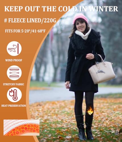 Image of MERYLURE Winter Warm Fleece Lined Tights for Women, Opaque Thermal Pantyhose, High Waisted Control Top Leggings