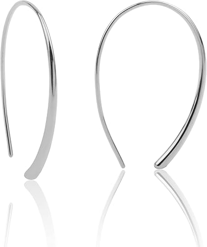 Threader Earrings 925 Sterling Silver Pull Through Hoops Drop Dangle Minimal Everyday Earrings