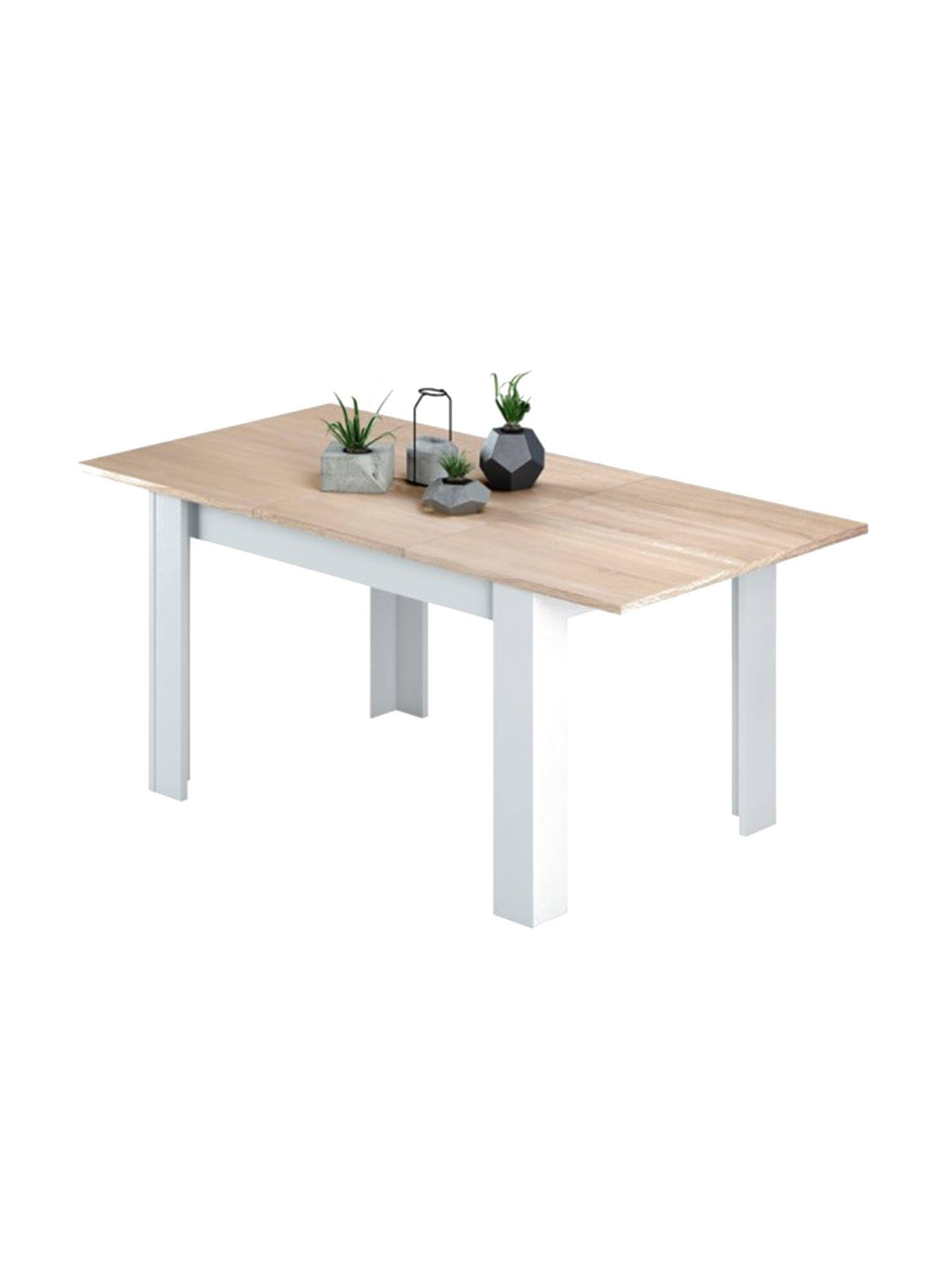 Dmora - Table Extensible Midland, Console Extensible pour Salle à Manger, Table de Cuisine ouvrant avec rallonge, 140/190x90h78 cm, Chêne et Blanc