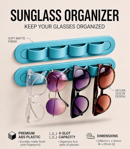 Image of Sunglasses Organizer, Wall Glasses Holder, Acrylic Sunglasses Display, Eyeglass Organizer for Multiple Glasses for Office & Home Decor, Unique Gifts for Husband, Women & Girls