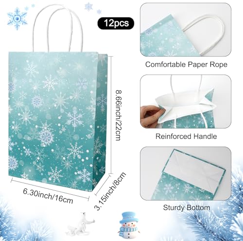 12 Pack Colorful Snowflake Paper Bags