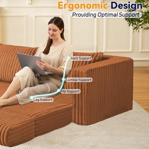 Image of HABUTWAY 68 inch Loveseat Boneless Couch, 4-in-1 Convertible Sofa Bed, Plush Fur Folding Futon Sofa Bed Couches with 2 Pillows for Living Room, High-Density Foam Support, No Assembly Required, Orange