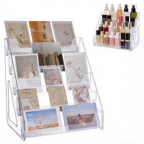 Unicraftale Expositor de cartas coleccionables de acrílico de 5 niveles para intercambio y tarjetas de felicitación