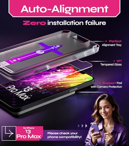 Image of Defenslim Screen Protector for iPhone 13 Pro Max (2Pack), Easy Auto-Align Install Kit, 6.7 inch Tempered Glass, 9H Hardness, Ultra HD Clear, Case Friendly, EasyShield