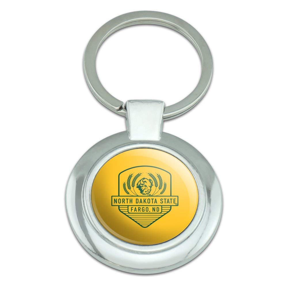 GRAPHICS & MORE North Dakota State Badge Keychain Classy Round Chrome Plated Metal