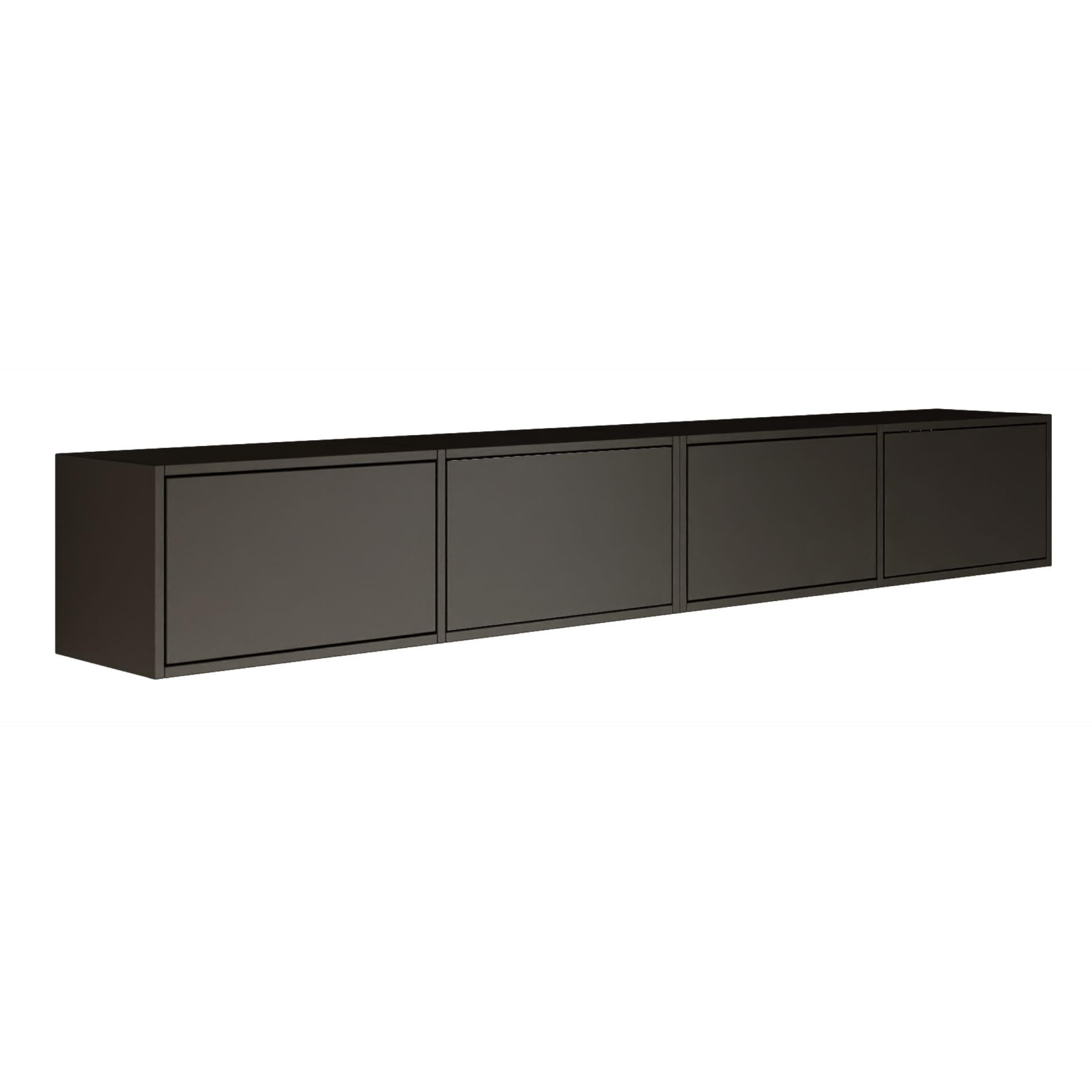 Meuble TV suspendu push-to-open 200 cm noir pour optimiser l'espace