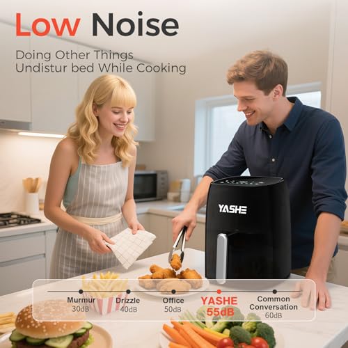 YASHE 4.2L Air Fryer with Tempered Glass LED Touch Screen, 1500W 6 Presets One-Touch Cooking, Adjustable Temp & Time, Dishwasher Safe Nonstick Basket, Oil-Free Healthy Cooking, 1–4 People - Image 6