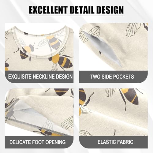 ALAZA Bee Funny Stylish Pajamas Short Sleeve 2 Piece Sleepwear Top and Bottom Pajama Set Unisex4