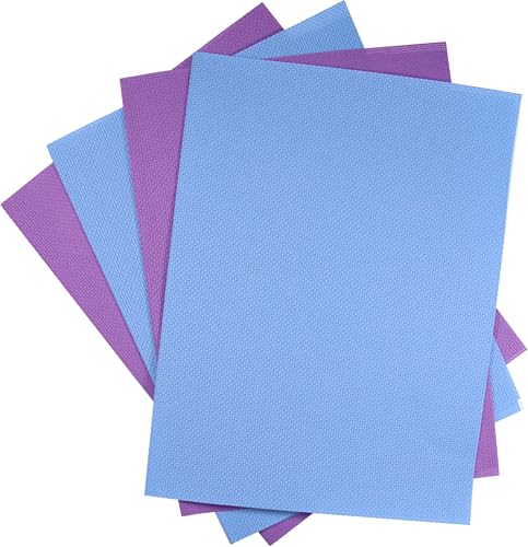 Image of KCS 4 pc of 12 inch x 18 inch(30cmx45cm) 14CT Counted Cotton Aida Cloth Cross Stitch Fabric (Lavender+Light Blue)