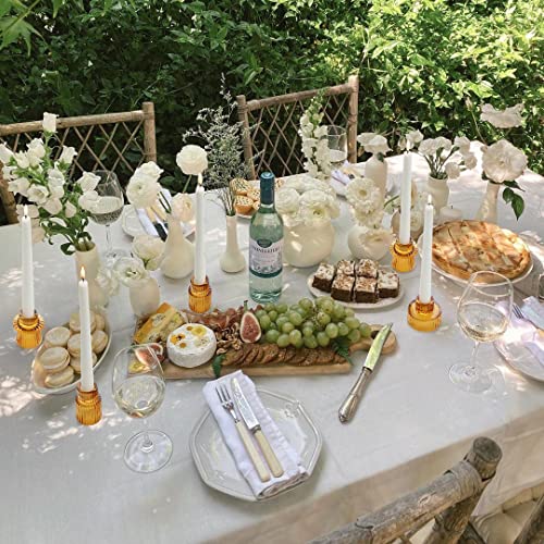 Vixdonos VOX20220411-AMBER-3PCS Taper Glass Candlestick Holders Tealight Candle Holders thumb #3