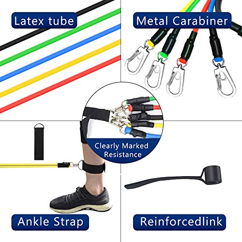 MsMk Resistance Bands Set, Exercise Bands with Door Anchor, Handles, Waterproof Carry Bag, Legs Ankle Straps for Resistance Training, Physical Therapy, Home Workouts - Thumbnail 6