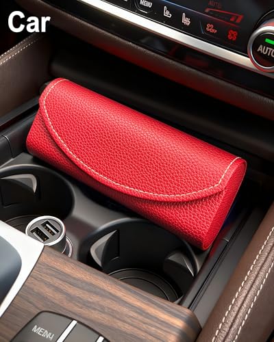Image of RayLove Ultimate Glasses Case Kit, Hard Shell Sunglasses and Eyeglass Case with Cleaning Cloth, Screwdriver, Ear Hooks (Wine Red)