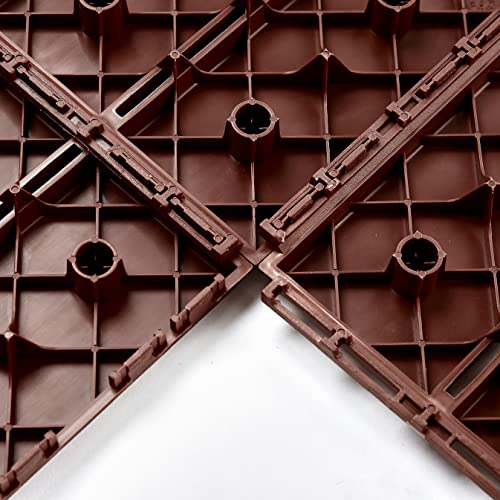 Pandahome 22 Sq. Ft Plastic Interlocking Deck Tiles Outdoor All Weather, 12”X12” All New Pp Patio Deck Tiles Waterproof, Patio Flooring Decking For Porch Poolside Balcony Backyard - Mocha L #TOP4