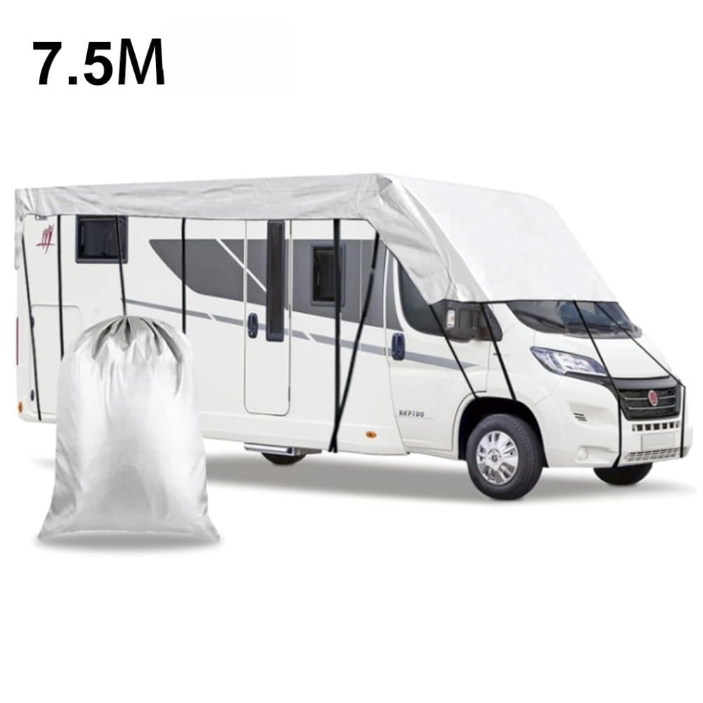 Oxford 210D toutes saisons pour camping-car Housse d'hiver imperméable résistante aux UV Véhicules de camping et pour grandes tentes Gris 7,5 m x