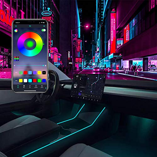 KIKIMO Tesla Model 3/Y Model Y Interior Neon Lights, Model 3/Y Accessories for Car Decor, RGB Led Strip Lights with App Controlled, 16 Million Colors Optional