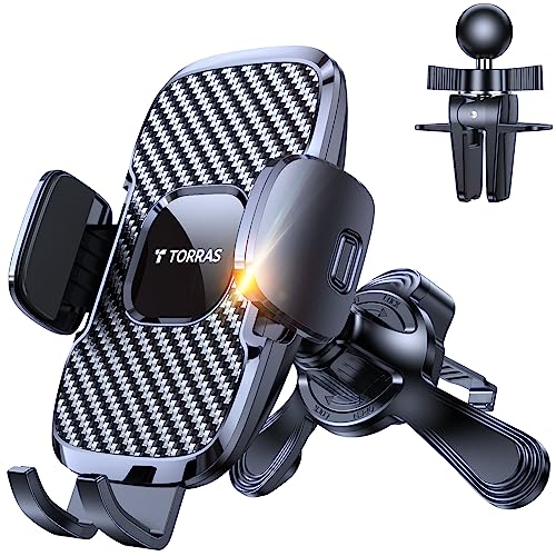 TORRAS Phone Holder for Car [Horizontal & Vertical & Circle Friendly] Stable Car Phone Mount Air Vent Holder Cradle Fits for iPhone 14 13 12 pro max Samsung S22 S21 Ultra Smartphone (Carbon Black)