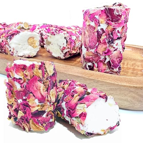 Image of NY Spice Shop Nougat Araysseh with Rose Flakes - 1 Pound Middle Eastern Floral Pistachios Nougat