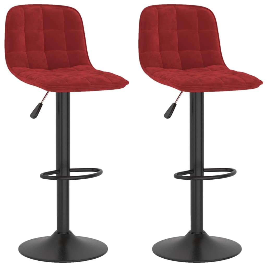 Tabourets de bar velours bordeaux haut de gamme pivotants structure acier mat lot de 2