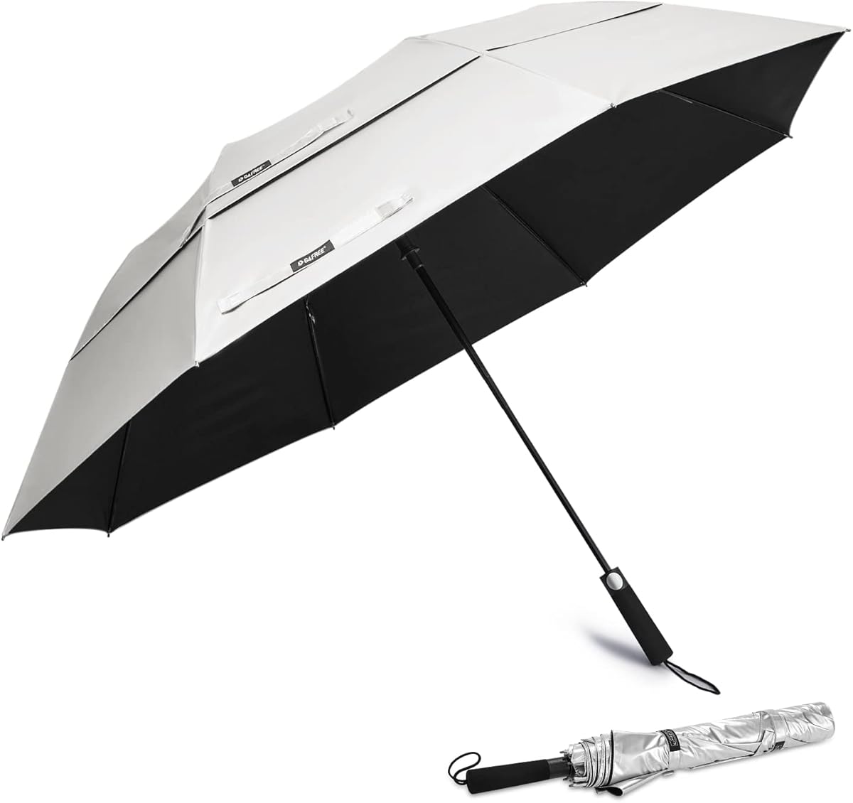 G4Free 62 Inch Portable UV Protection Large Golf Umbrella, Automatic Open Double Canopy Big Sun Windproof Oversize Sports Umbrella