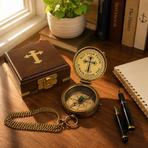 Brújula de reloj de sol grabada con caja de madera de palisandro miniatura 7