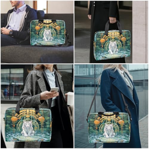 Maletín portátil con diseño de tigre blanco para laptop 15.6-16 pulg miniatura 2