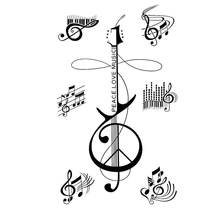 5 pcs Music Note Tattoo Sticker For Men Waterproof And Long-Lasting Female Arm Finger Herbal Simulation Tattoo
