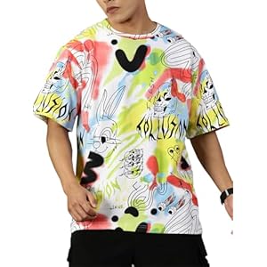 RodZen Oversized | Loose Fit | Half Sleeves 100% Cotton Round Neck Tie-Dye Graphic Printed T-Shirt for Men