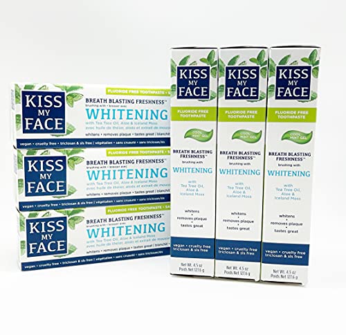 Kiss My Face Toothpaste Whitening Cool Mint 4.5 Ounce (Flouride-Free) (133ml) (6 Pack) image 4