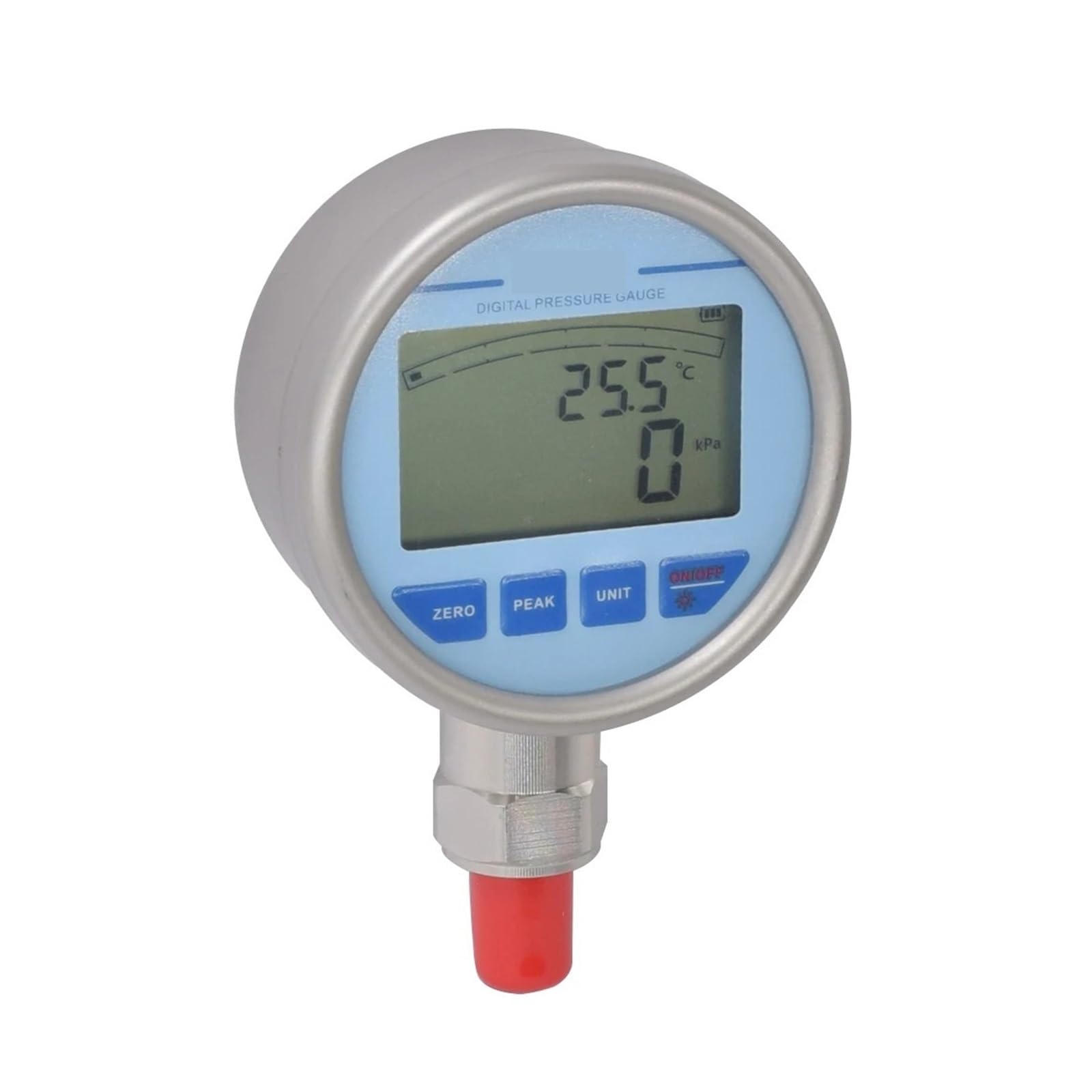 Druckmessgerät, Manometer aus Edelstahl der Klasse 4A, Genauigkeit 0,1% FS, batteriebetrieben, Hintergrundbeleuchtung, Spitzenwerthalt Öl, Kraftstoff, Luft, Wasser(G1-2,0-2.5Mpa)
