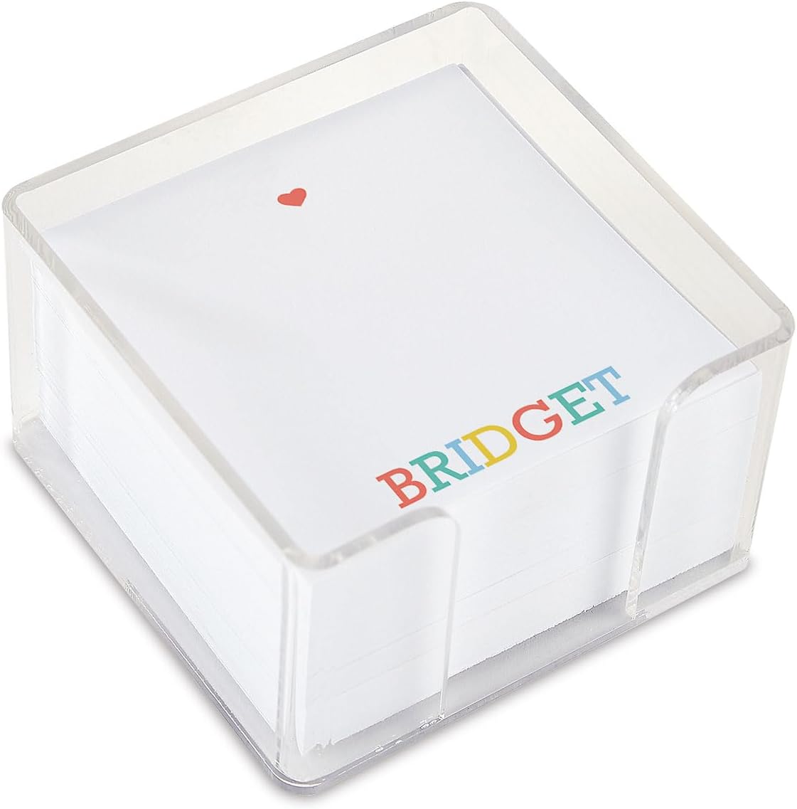 Current Initial Personalized Note Sheets in Cube - 400-Sheets, 3.38x 3.38, Acrylic Case, Memo Sheets, Shopping List, to-Do Notes, Office Organizer