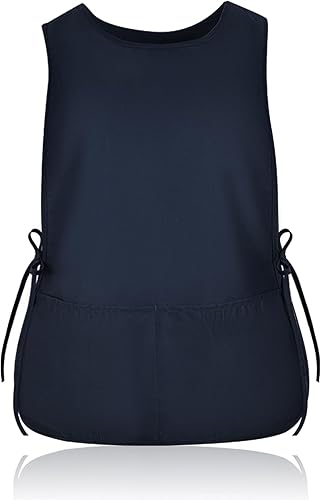 Miniatura 17 de TFTAFAN Delantal Cobbler Unisex Impermeable Delantal con 2 Bolsillos Profundos Art Smock para Pintar Limpieza Artiest Delantal Trabajo Cocina Negro