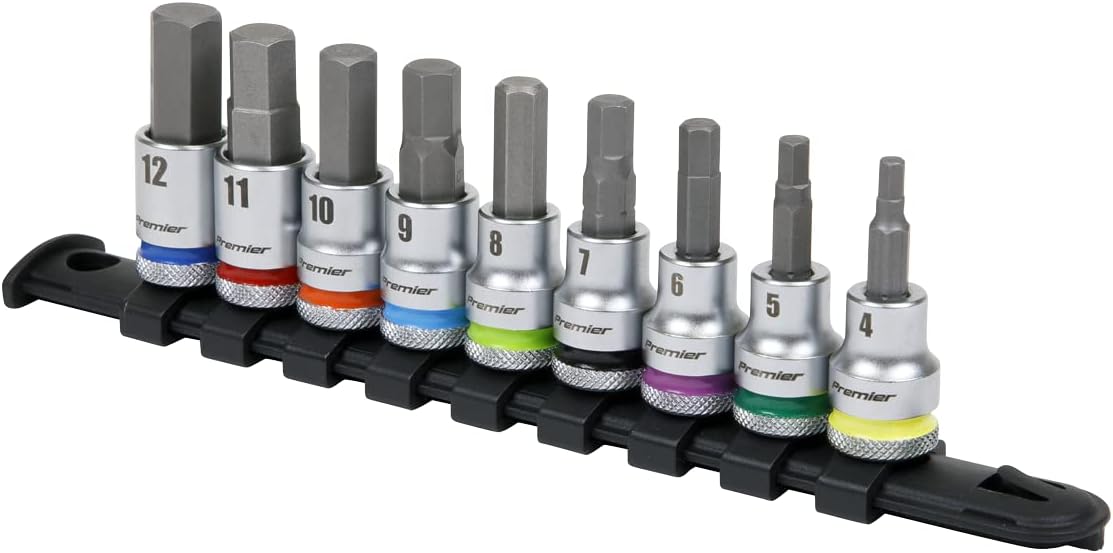 Sealey Drive Hex Socket Bit Set 9pc - Platinum 3/8" Sq AK6250