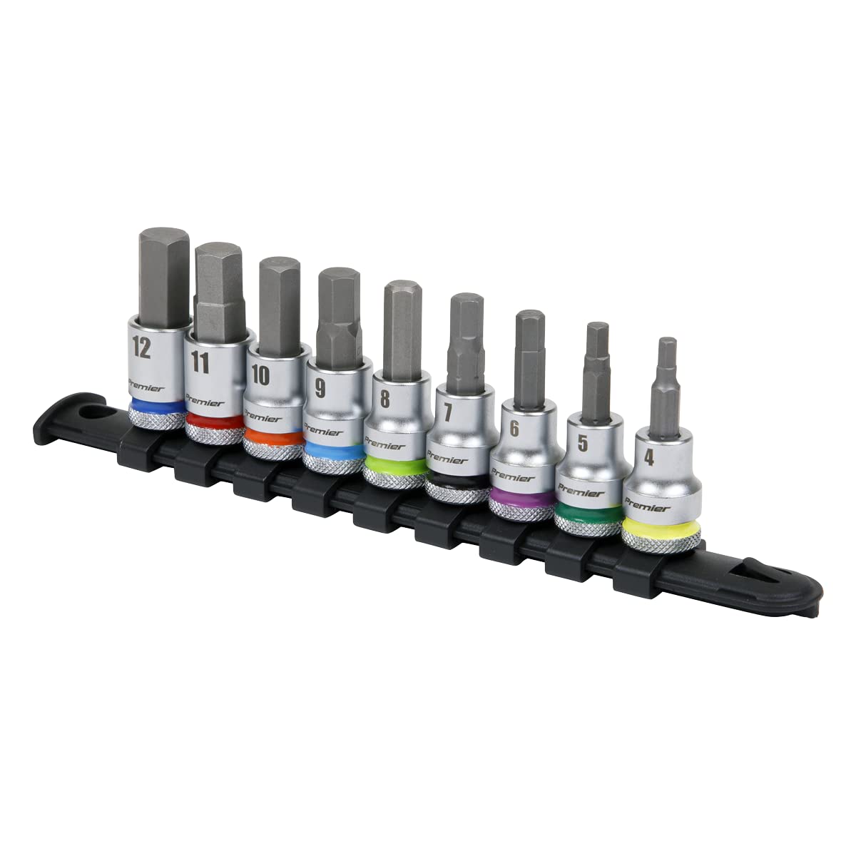 Sealey Drive Hex Socket Bit Set 9pc - Platinum 3/8