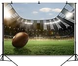 DePhoto 7(W) x5(H) FT Fabric Football Field Backdrop Sports Competition Athletes Boys Birthday Soccer Party Background American Rugby Competition Stadium Portrait Photo Photography Banner