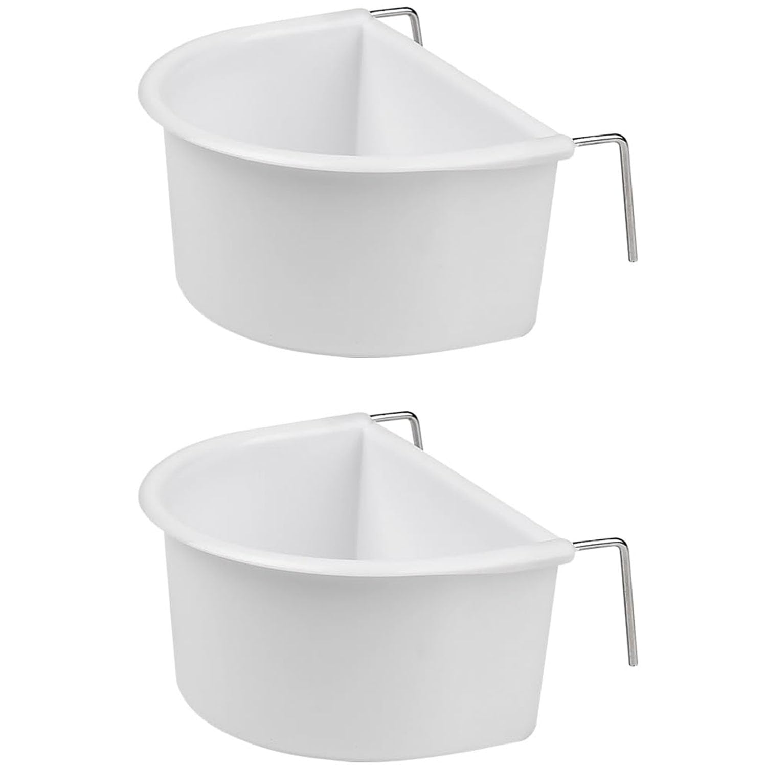 Bird Feeding Dish,2PCS D Shaped Plastic Bird Cage Feeding Bowls with Hook, Hanging Parrot Cage Feeder Water Food Feeder Cup Birdcage Accessories for Small Birds Parrots Cockatiel Budgies(White 2PCS) — image 1