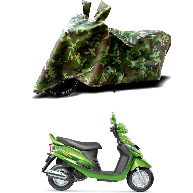 Image of 100% Water Resistant Full Bike Scooty Two Wheeler Body Cover Compatible For Mahindra Rodeo RZ /UV-Rays /Heat Protection /Birds Dropping /Scratchproof /Dust proof /Waterproof /All Varient[Green MJ]